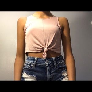 LIGHT PINK TIED CROP TOP SIZE S